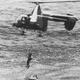 A U.S. Air Force Kaman HH-43B/F Huskie rescues a pilot from the South China Sea, circa 1969.